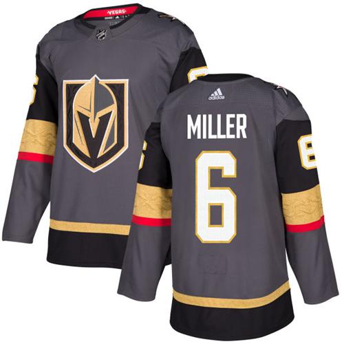 Adidas Golden Knights #6 Colin Miller Grey Home Authentic Stitched Youth NHL Jersey - Click Image to Close